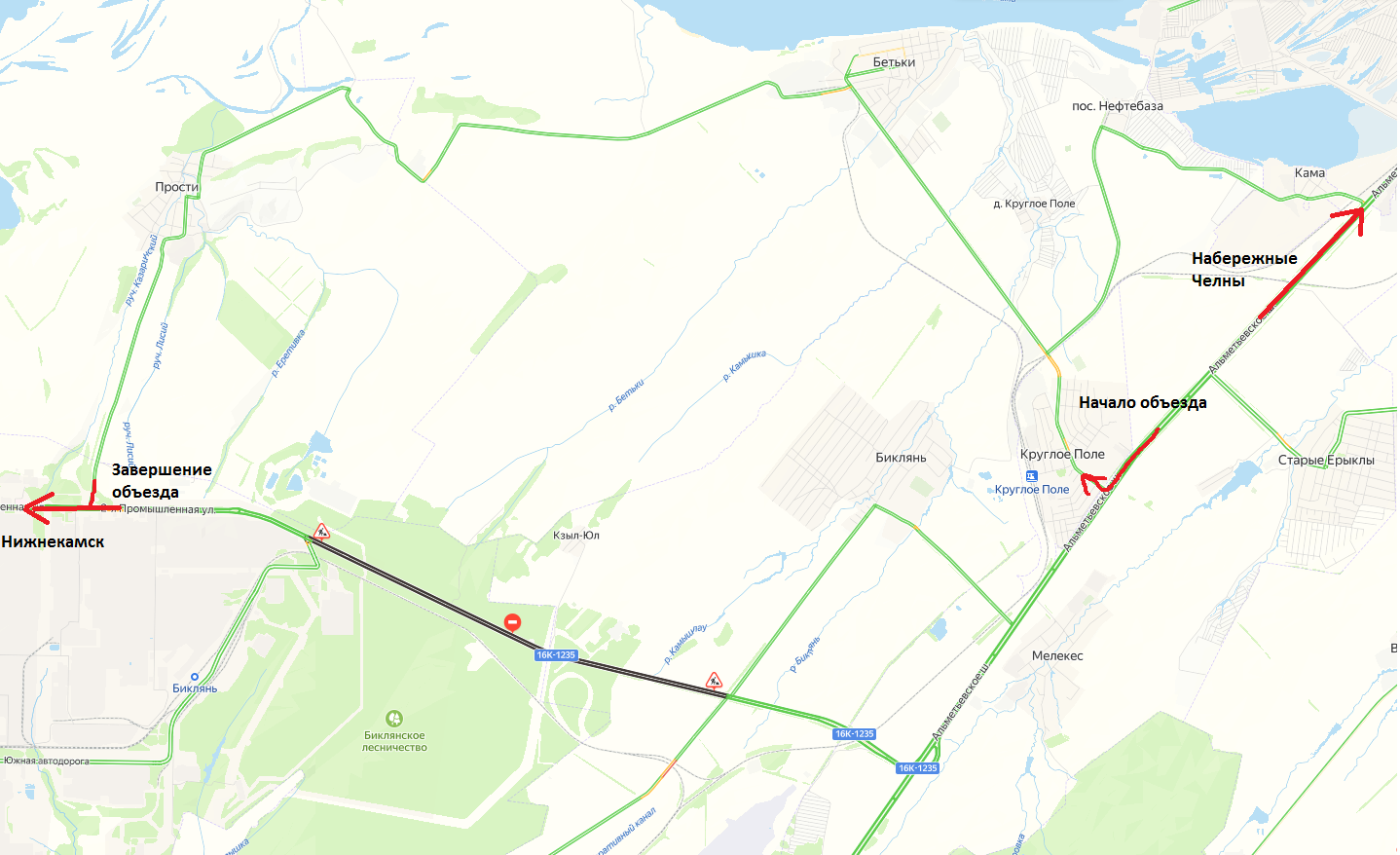 Дорога между Челнами и Нижнекамском перекрыта на шесть дней: показываем  путь объезда