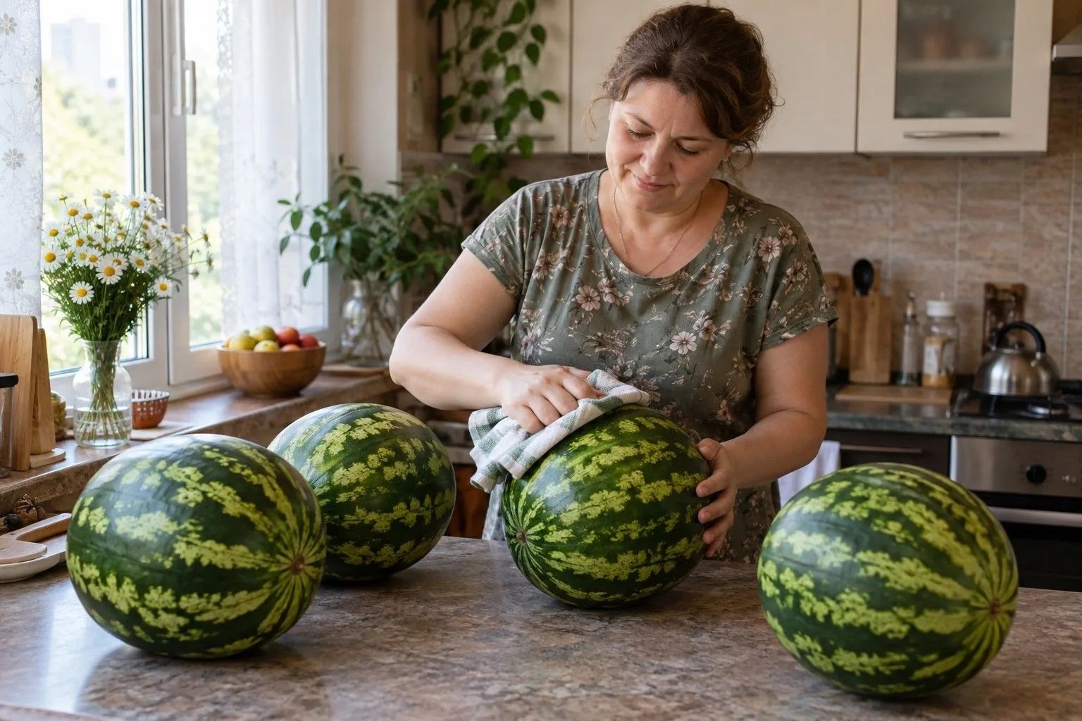 Продлить срок хранения арбуза можно, если натереть его пищевым пчелиным воском или обмазать глиной