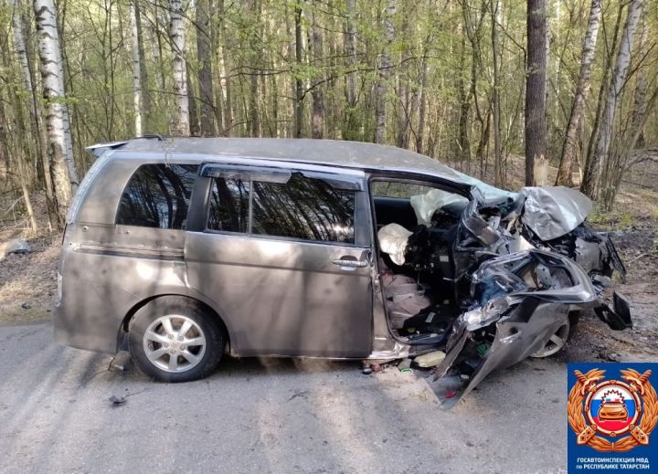 Под Челнами иномарка врезалась в дерево: водителя доставали спасатели