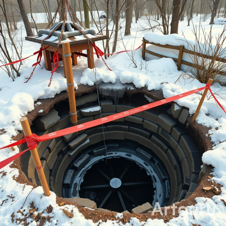 Провал грунта в Челнах: коммунальщики оградили опасный участок