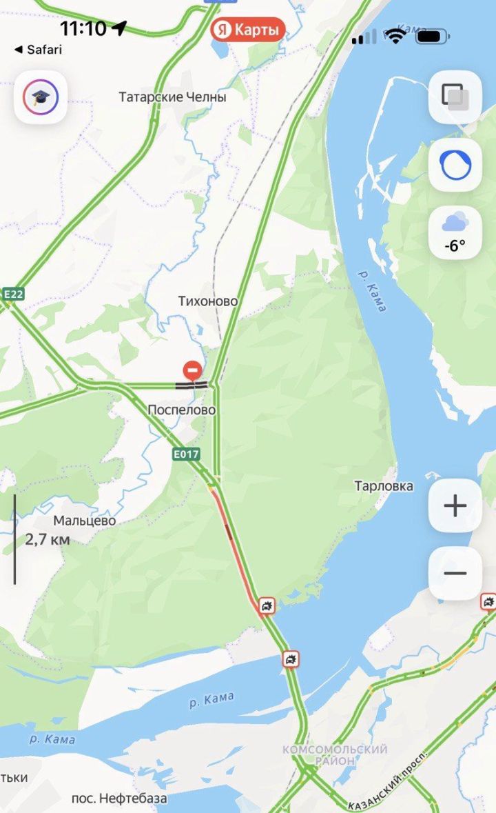 Под Челнами образовалась 5-километровая пробка