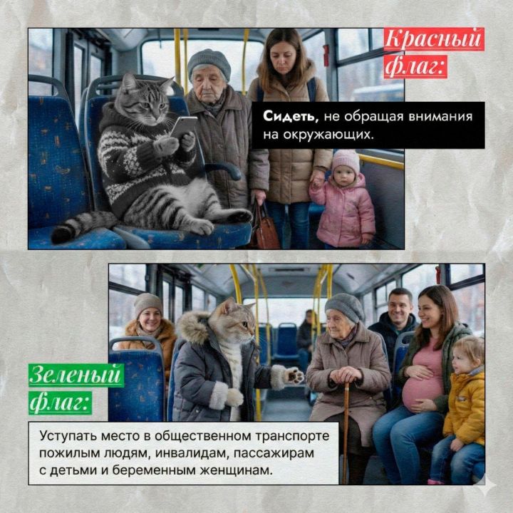 Тренируйтесь на кошках: в Челнах рассказали, как вести себя в общественном транспорте