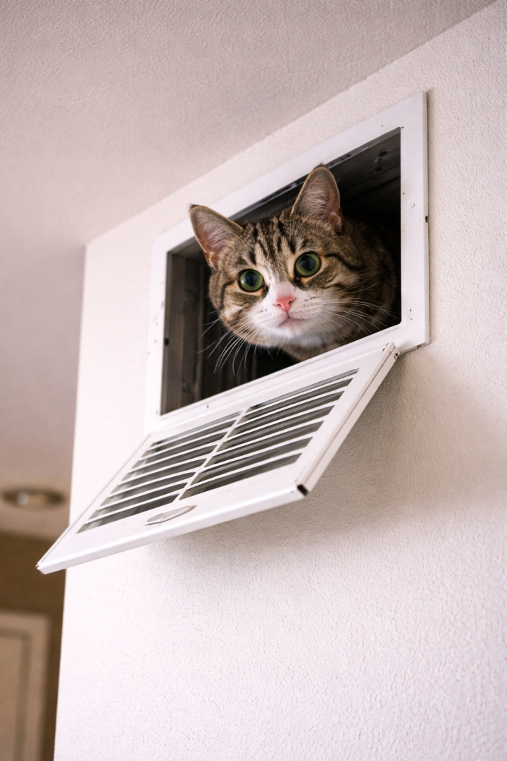 В Челнах волонтеры и УК неделю вызволяли кота из вентиляции